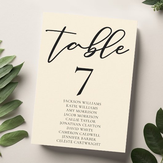 Élégant numéro de table de Mariage ivoire avec car