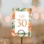 Élégant numéro de table de mariage Pêcher floral
