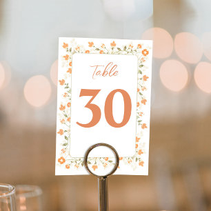 Élégant numéro de table de mariage Pêcher floral