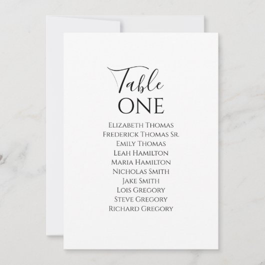 Élégant Numéro de table de mariage Script de calli (Devant)