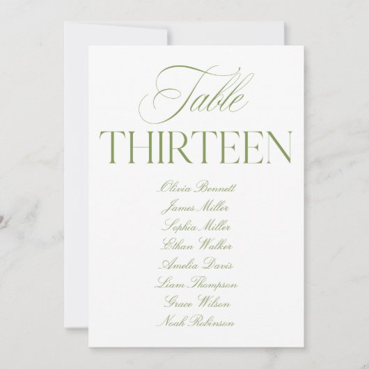 Élégant numéro de table de mariage vert sauge et b (Devant)