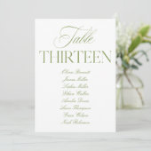 Élégant numéro de table de mariage vert sauge et b (Debout devant)