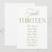 Élégant numéro de table de mariage vert sauge et b (Devant / Derrière)
