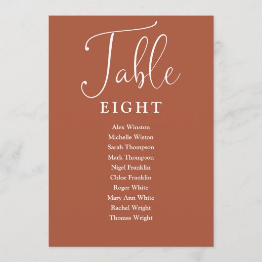 Élégant Numéro de Table de Plan de Siège en Terrac (Devant)