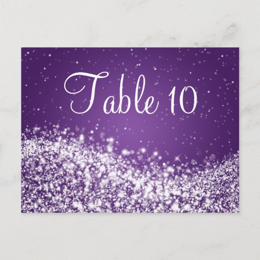 Élégant numéro de table Étincelant vague violet (Devant)