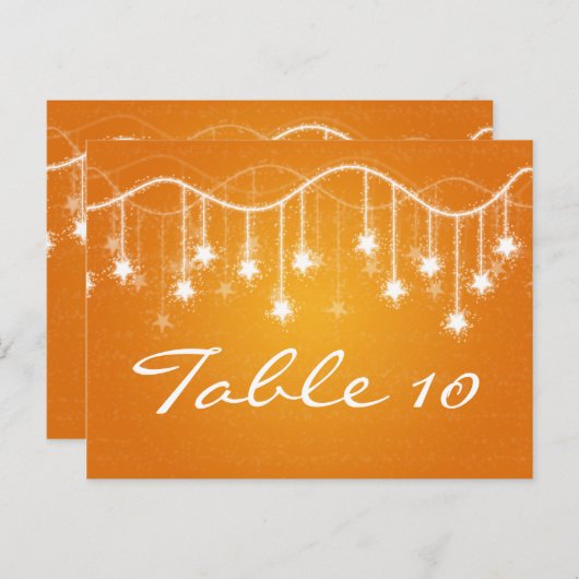 Élégant numéro de table Étoiles chatoyantes Orange (Devant / Derrière)