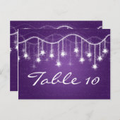 Élégant numéro de table Étoiles chatoyantes pourpr (Devant / Derrière)