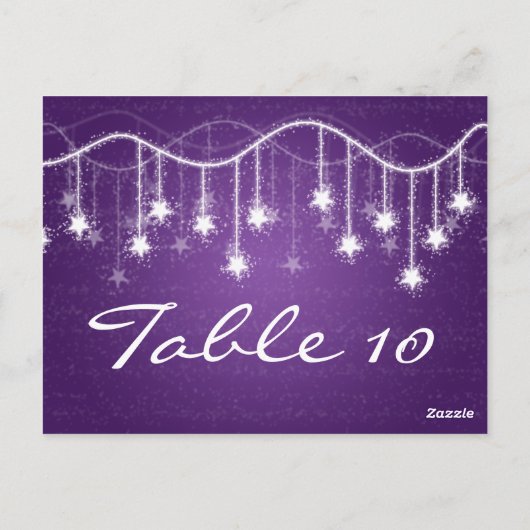 Élégant numéro de table Étoiles chatoyantes pourpr (Dos)