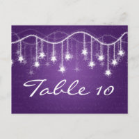 Élégant numéro de table Étoiles chatoyantes pourpr