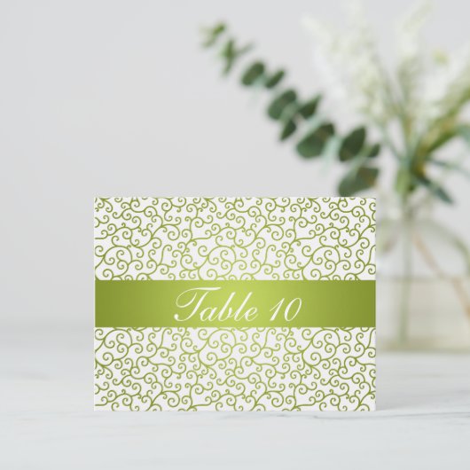 Élégant numéro de table Fissures Motif Lime Green (Debout devant)