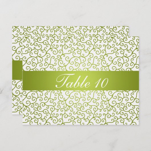 Élégant numéro de table Fissures Motif Lime Green (Devant / Derrière)