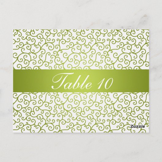 Élégant numéro de table Fissures Motif Lime Green (Dos)