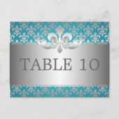 Élégant Numéro De Table Fleur De Lis Bleu (Devant)