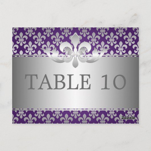 Élégant Numéro De Table Fleur De Lis Violet (Dos)