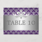 Élégant Numéro De Table Fleur De Lis Violet (Devant)