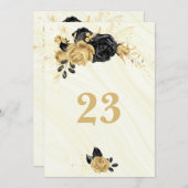 Élégant numéro de table fleurie en or et noir (Devant / Derrière)