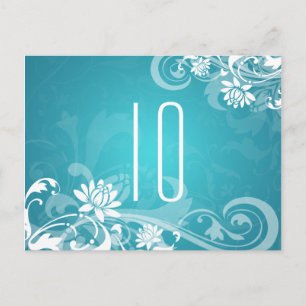 Élégant numéro de table Floral Fils Bleu
