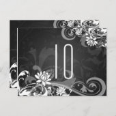 Élégant numéro de table Floral Fils Noir (Devant / Derrière)