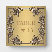 Élégant numéro de table Gold sur plaque robuste (Devant)