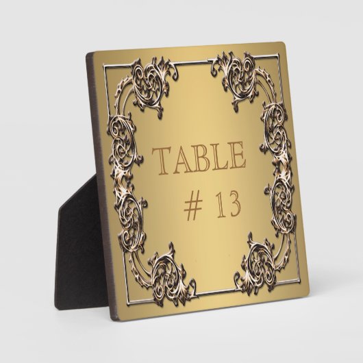 Élégant numéro de table Gold sur plaque robuste (Recto)