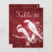 Élégant numéro de table Inséparables Rouge (Devant / Derrière)