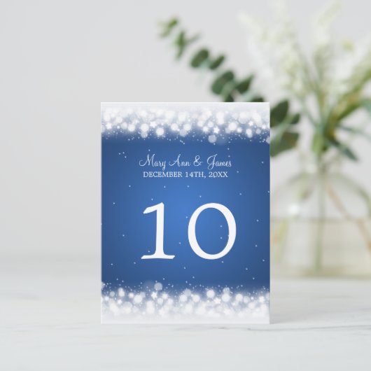 Élégant numéro de table Magic Sparkle Bleu (Debout devant)