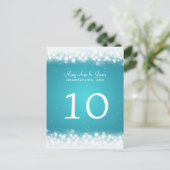 Élégant numéro de table Magic Sparkle Turquoise (Debout devant)