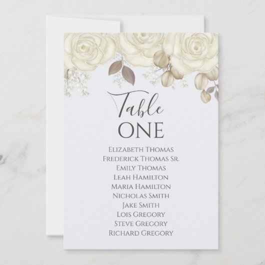 Élégant numéro de table Mariage floral bleu (Devant)