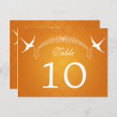 Élégant numéro de table Oiseaux et diamants Orange (Devant / Derrière)