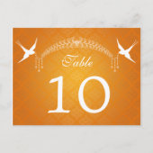 Élégant numéro de table Oiseaux et diamants Orange (Devant)