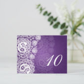 Élégant numéro de table Paisley dentelle pourpre (Debout devant)