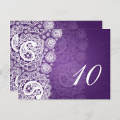Élégant numéro de table Paisley dentelle pourpre (Devant / Derrière)