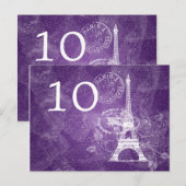 Elégant Numéro De Table Romantique Paris Violet (Devant / Derrière)