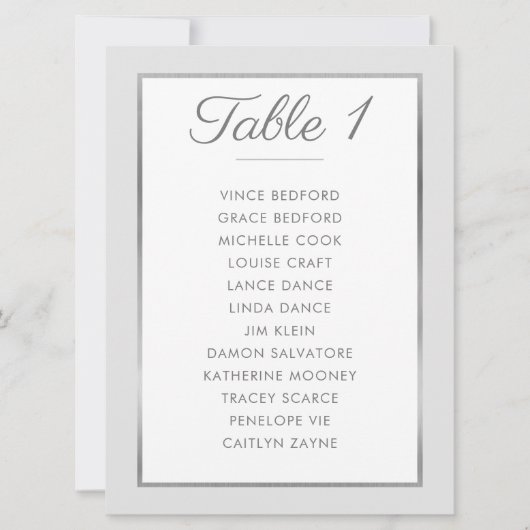 ÉLÉGANT NUMÉRO DE TABLE Siège Graphique gris argen (Devant)