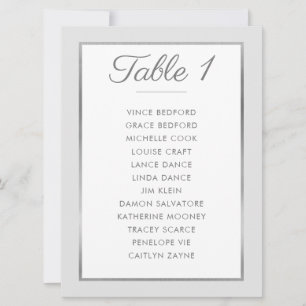 ÉLÉGANT NUMÉRO DE TABLE Siège Graphique gris argen
