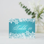 Élégant numéro de table Snowflakes d'hiver Bleu (Debout devant)