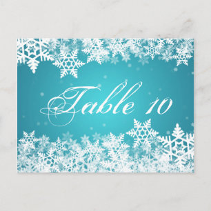 Élégant numéro de table Snowflakes d'hiver Bleu