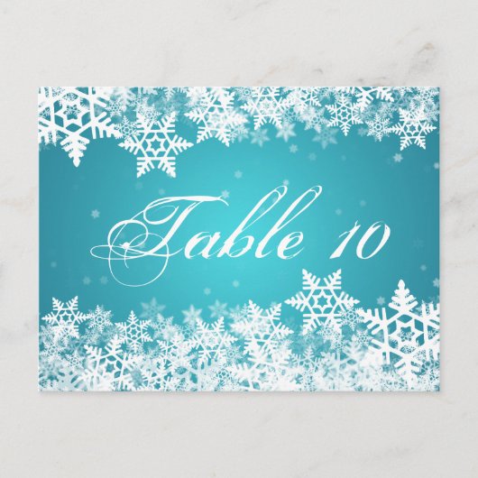 Élégant numéro de table Snowflakes d'hiver Bleu (Devant)