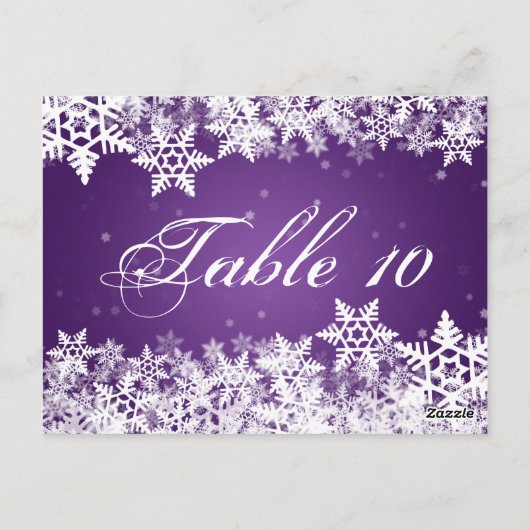 Élégant numéro de table Snowflakes hiver violet (Dos)