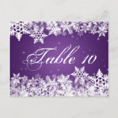 Élégant numéro de table Snowflakes hiver violet (Devant)