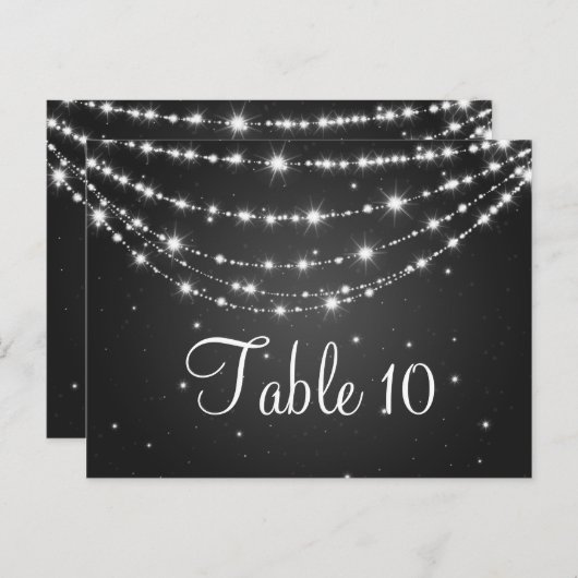 Élégant numéro de table Sparkling Chain Black (Devant / Derrière)