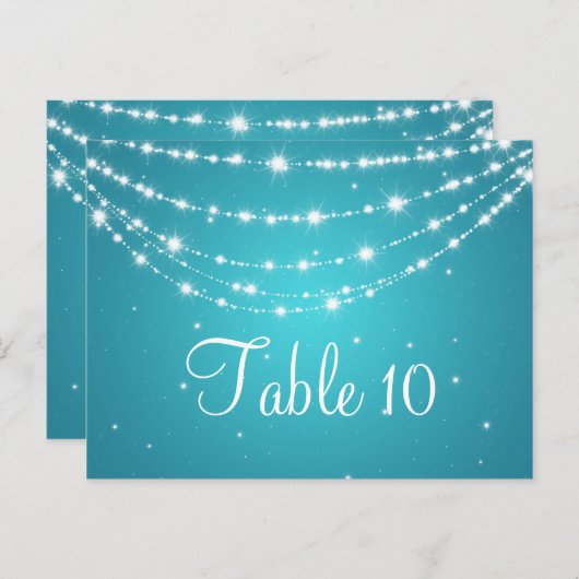 Élégant numéro de table Sparkling Chain Blue (Devant / Derrière)