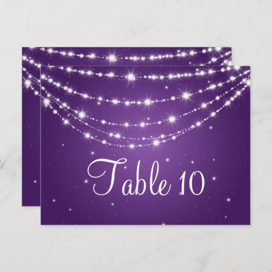 Élégant numéro de table Sparkling Chain Purple (Devant / Derrière)