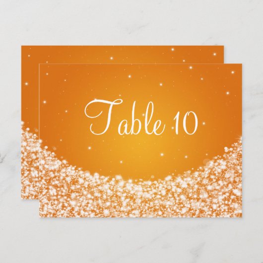 Élégant numéro de table Star Sparkle Orange (Devant / Derrière)
