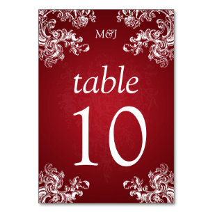 Élégant numéro de table Vintage torsades 2 rouge