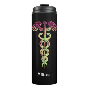Elegant Nurse Black Paars Medical Caduceus Thermosbeker
