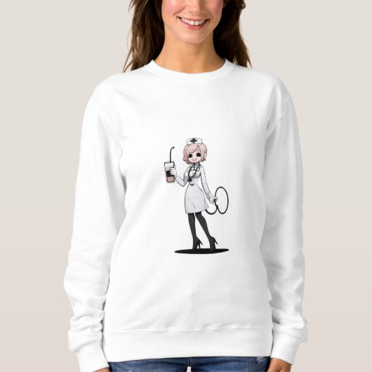 Elegant Nurse Coffee Sweatshirt (Devant)