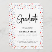 Elegant Nurse Medical Pattern College Afstuderen Kaart (Voorkant / Achterkant)