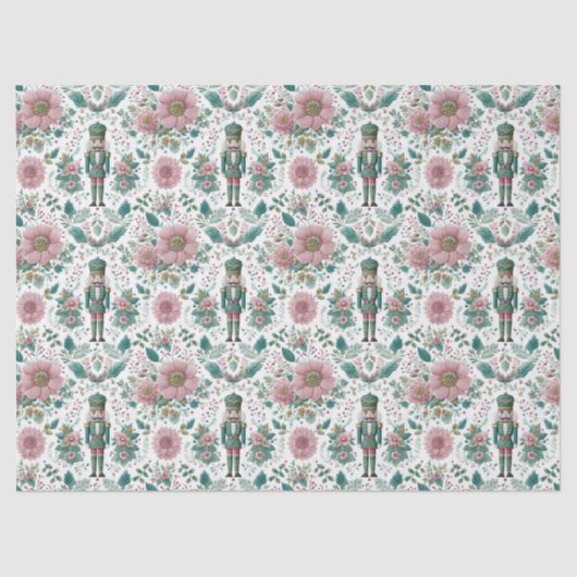 Elegant Nutcracker & Flowers Print Tissuepapier (Voorkant)