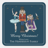 Elegant Nutcracker Merry Christmas Square Sticker (Devant)